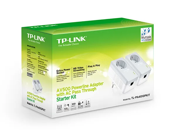 TP-Link Powerline adapter TP-LINK TL-PA4010P KIT AV600/600Mbps/Homeplug AV/uticnica/300m Slika 1